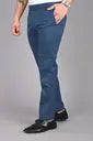 Men Slim Fit Blue Cotton Blend Trousers