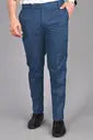 Men Slim Fit Blue Cotton Blend Trousers