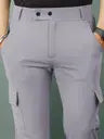 Men Regular Fit Grey Lycra Blend Trousers
