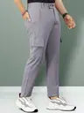 Men Regular Fit Grey Lycra Blend Trousers