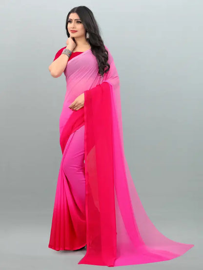 Ombre Bollywood Georgette Saree  (Pink)