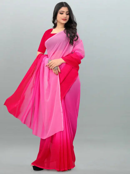 Ombre Bollywood Georgette Saree  (Pink)
