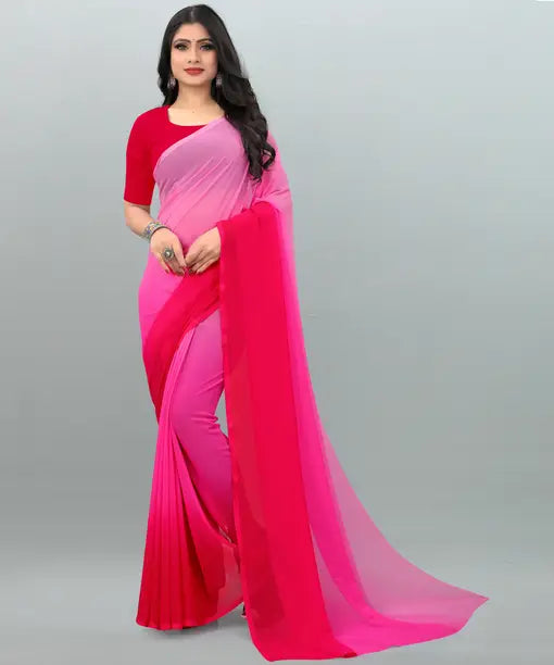 Ombre Bollywood Georgette Saree  (Pink)