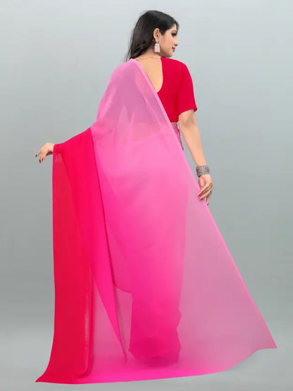 Ombre Bollywood Georgette Saree  (Pink)