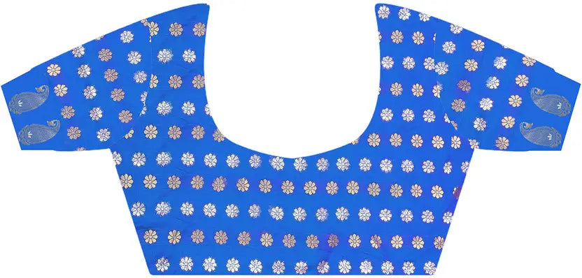 Woven Banarasi Satin Saree  (Blue)