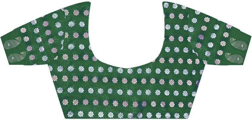 Woven Banarasi Satin Saree  (Green)