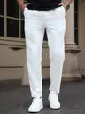 Men Self Design White Track Pants