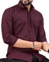 Men Slim Fit Solid Spread Collar Casual Shirt